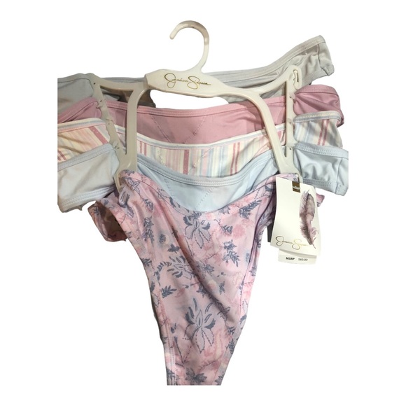 Jessica Simpson 5pk pink blue gray multi thong panties size large new - Picture 2 of 14